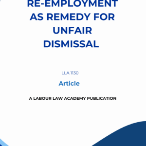 1130 Re-employment as a remedy for unfair dismissal