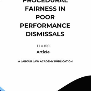 810  Procedural fairness  of a dismissal  for poor performance